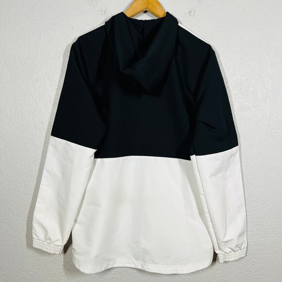 Adidas Lightly Ribbed Athletic Jacket Coat Colorblock Black White Full Zip - S - Picture 3 of 5